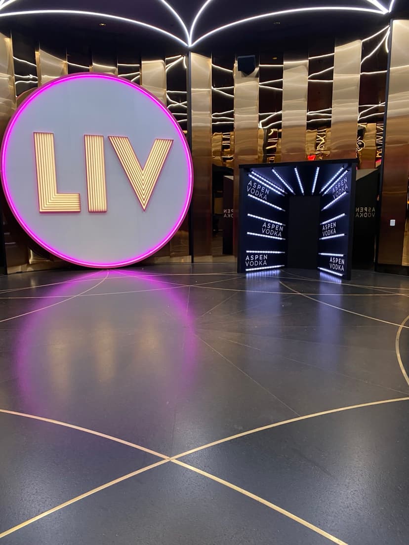 Step and repeat backdrop installed at LIV nightclub venue